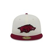 Arkansas New Era 5950 Running Hog Logo Flat Bill Fitted Hat